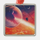 火山地獄の景色の極端な熱気球 メタルオーナメント (正面)