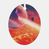 火山地獄の景色の極端な熱気球 メタルオーナメント (裏面)