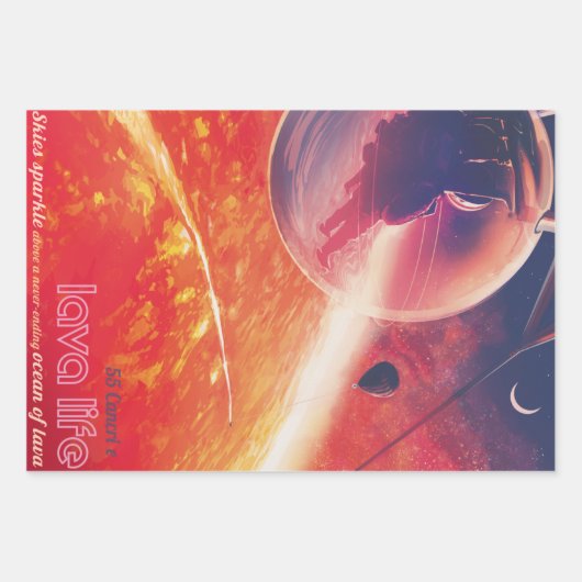 火山地獄の景色の極端な熱気球 ラッピングペーパーシート (正面2)