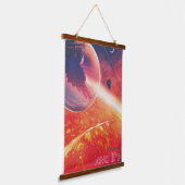 火山地獄の景色の極端な熱気球 吊り下げ型タペストリー (傾斜あり)