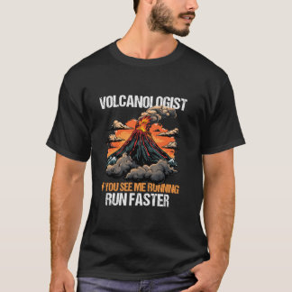 火山学もし私の地質学ランニング火山 Tシャツ