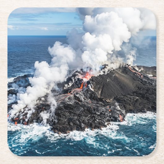 火山島 スクエアペーパーコースター (正面)