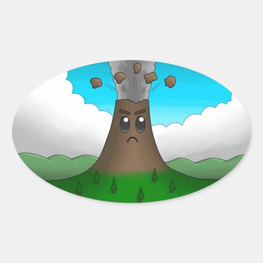 火山怒 楕円形シール (正面)