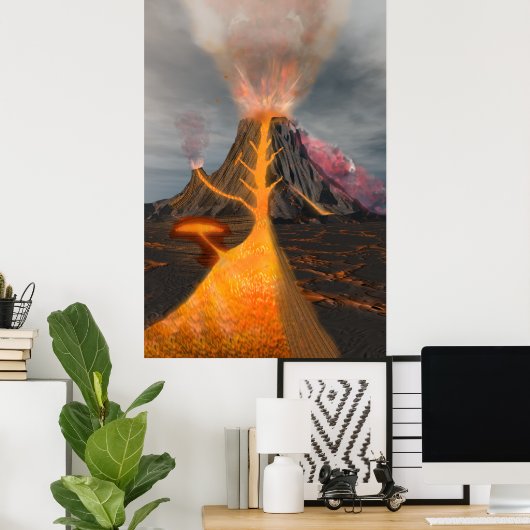 火山断面積 ポスター (ホームオフィス)