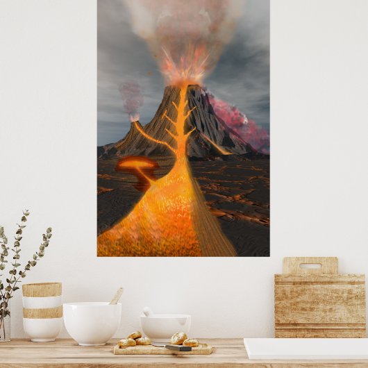 火山断面積 ポスター (キッチン)