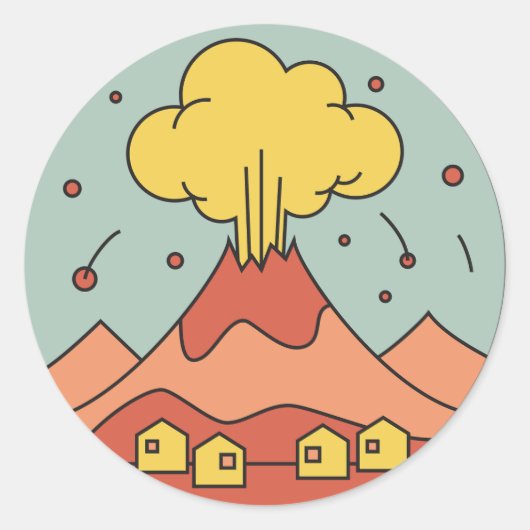 火山自然災害 ラウンドシール (正面)