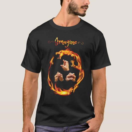 火想像に囲まれた竜 Tシャツ (正面)