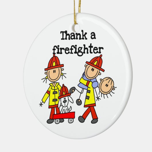 火感謝してい士Tシャツとギフト セラミックオーナメント (左)