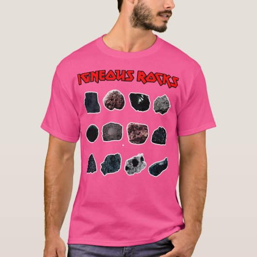 火成岩野球スリーブ Tシャツ (正面)