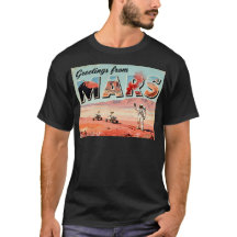 火星からの挨拶 レトロSF Tシャツ