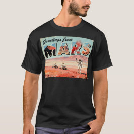 火星からの挨拶 レトロSF Tシャツ