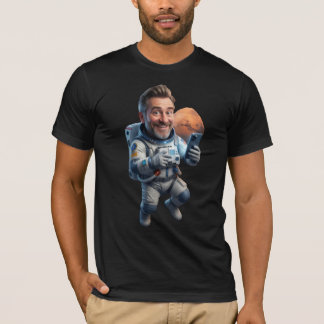 火星でセルフィーを撮る面白い宇宙飛行士Tシャツ Tシャツ