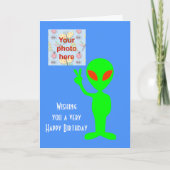 火星のエイリアンとのハッピーバースデーは写真を加えます カード (正面)