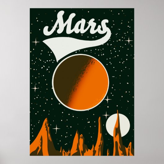 火星のビンテージ宇宙アート ポスター (正面)