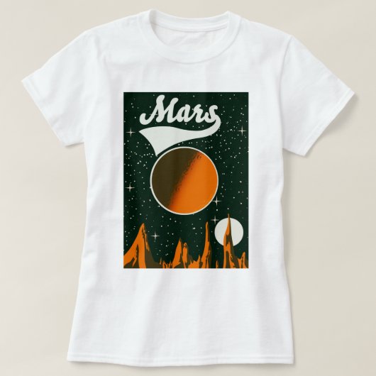 火星のビンテージ宇宙アート Tシャツ (デザイン正面)