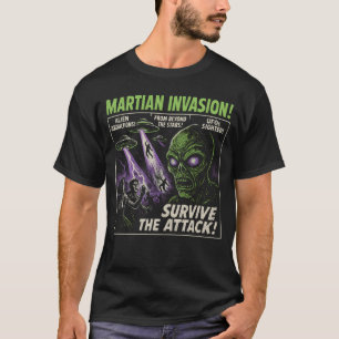 火星の侵略エイリアン映画ポスターハロウィーン Tシャツ