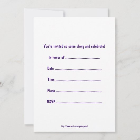 火星の外国の保安官のカエルとのハッピーバースデー 招待状 (裏面)