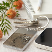 火星の好奇心が赤い火星の風景を掘削 キーホルダー (正面右)