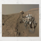火星の好奇心が赤い火星の風景を掘削 スパークリングワインラベル (シングルラベル)