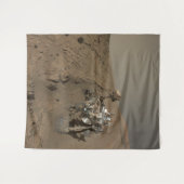 火星の好奇心が赤い火星の風景を掘削 タペストリー (正面(横))