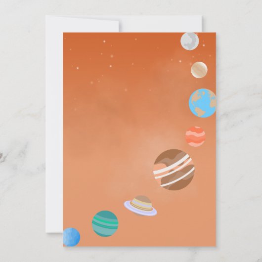 火星の宇宙飛行士の少年をテーマにした誕生日パーティー 招待状 (裏面)