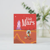 火星の旅 ヴィンテージな旅行ポスター ポストカード (スタンド正面)