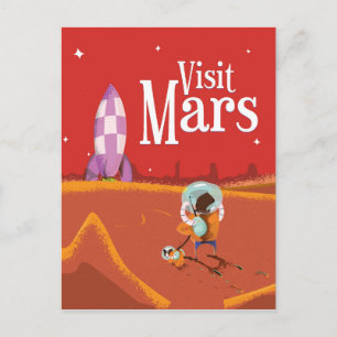 火星の旅 ヴィンテージな旅行ポスター ポストカード