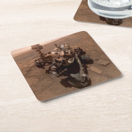 火星の自撮り好奇心レッド火星の風景 スクエアペーパーコースター (アングル)