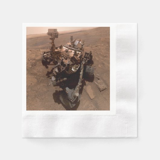 火星の自撮り好奇心レッド火星の風景 縁ありカクテルナプキン (正面)