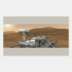 火星の興味の粗紡機のクローズアップ 長方形シール