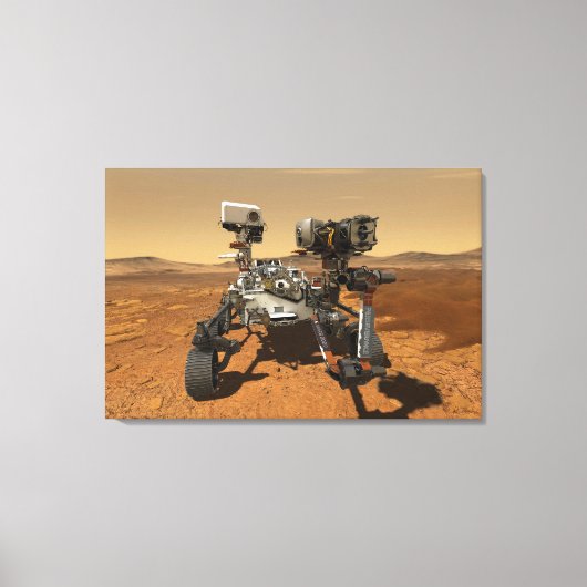 火星の表面で動作する忍耐ローバー。 キャンバスプリント (正面)