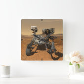 火星の表面で動作する忍耐ローバー。 スクエア壁時計 (ホーム)