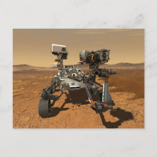 火星の表面で動作する忍耐ローバー。 ポストカード