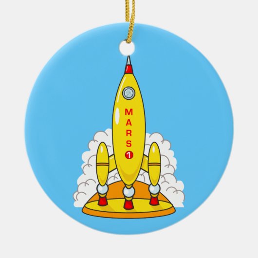 火星へのロケット セラミックオーナメント (正面)