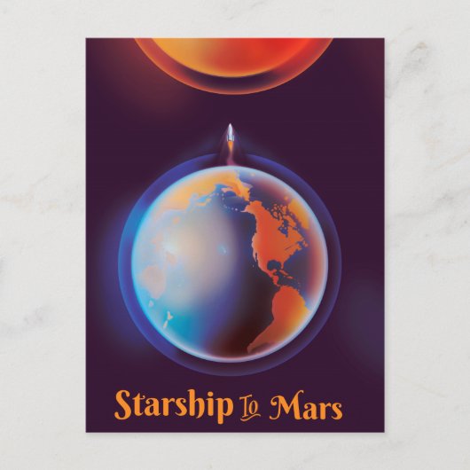 火星への宇宙船 ポストカード (正面)