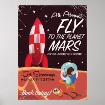 火星へ飛べ！ヴィンテージ旅行ポスター