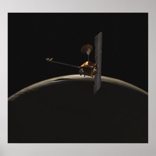 火星オデッセイ宇宙船で火星の日の出 ポスター (正面)