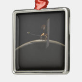 火星オデッセイ宇宙船で火星の日の出 メタルオーナメント (左)