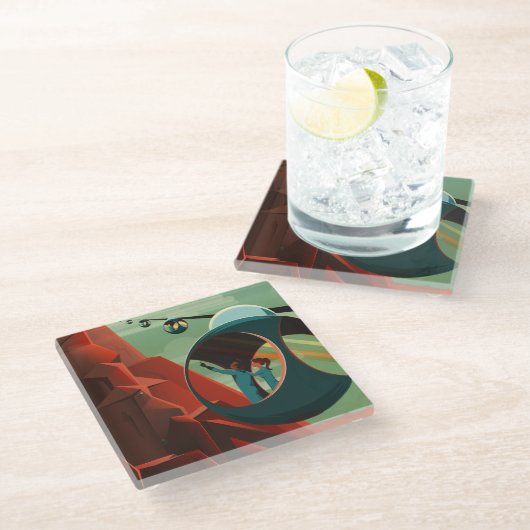 火星オリンパスモンズ最高火山太陽の系 ガラスコースター (アングル)