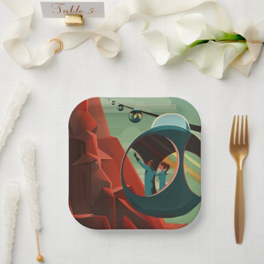 火星オリンパスモンズ最高火山太陽の系 ペーパープレート (ウェディング)