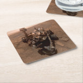 火星キュリオシティのセルフィー 赤い火星の風景 スクエアペーパーコースター (アングル)