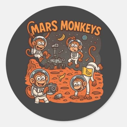 火星サルおもしろい動物 ラウンドシール (正面)