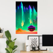 火星シティSci-Fiファンタジーにエスケープ ポスター (ホームオフィス)