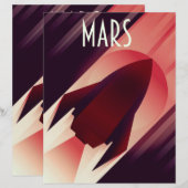 火星スターシップアールデコ宇宙アート (正面/裏面)