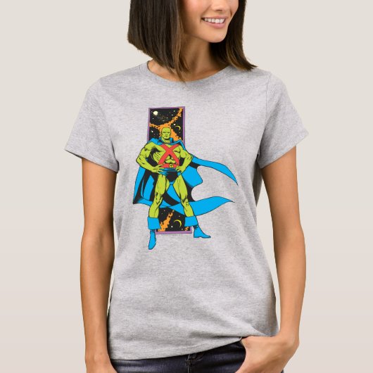 火星マンハンター&宇宙背景 Tシャツ (正面)