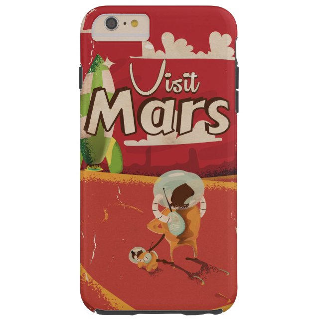 火星ヴィンテージ旅行ポスター Case-Mate iPhoneケース (裏面)