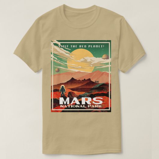 火星国立公園ヴィンテージレトロパークポスタースタイル Tシャツ (デザイン正面)