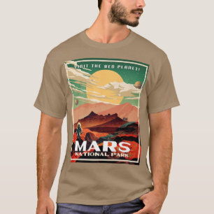 火星国立公園ヴィンテージレトロパークポスタースタイル Tシャツ