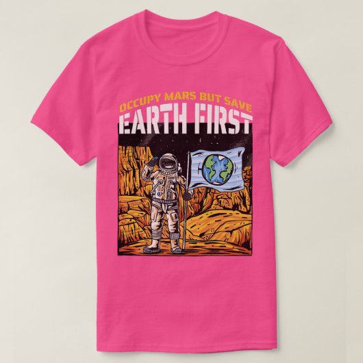 火星地球漫画宇宙飛行士アストラル宇宙デザイン Tシャツ (デザイン正面)