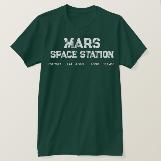 火星宇宙ステーションレトロロゴ - レトロSFアスト Tシャツ (デザイン正面)